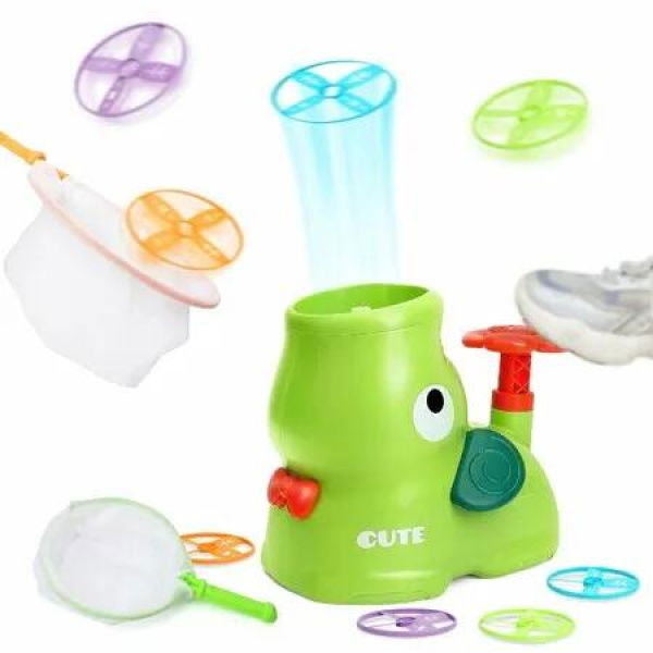 Outdoor Kids Toys Elephant Butterfly Catching Game Stomp Flying Disc Summer Backyard Activities Toddler Girl Ages 3+ Gift Green