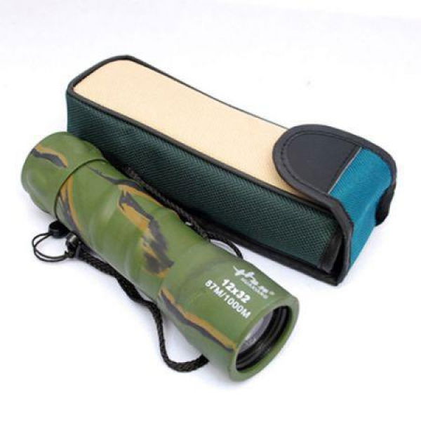 Outdoor Mini 12X32 Prism Optics Lens Camouflage Monocular Telescope Camp Hunting