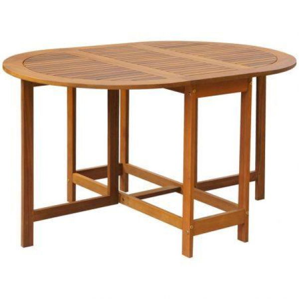 Outdoor Oval Drop Leaf Table Acacia Wood