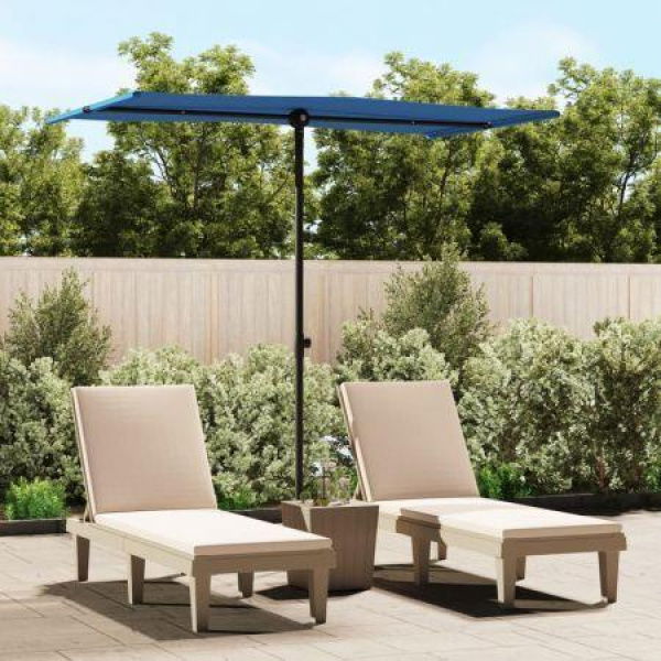 Outdoor Parasol With Aluminium Pole 180x110 Cm Azure Blue