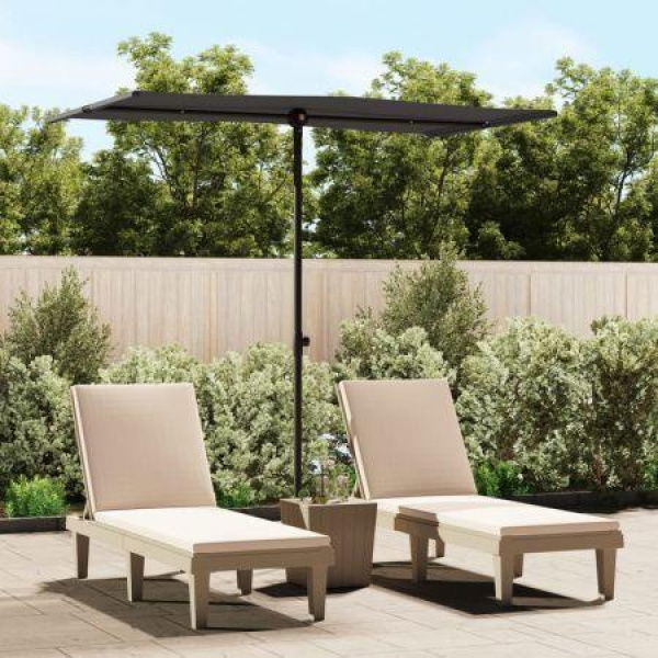 Outdoor Parasol With Aluminium Pole 180x110 Cm Black