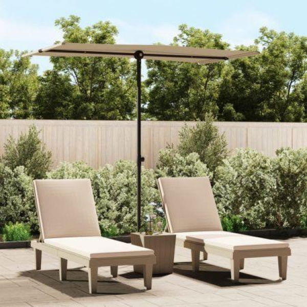 Outdoor Parasol With Aluminium Pole 180x110 Cm Taupe