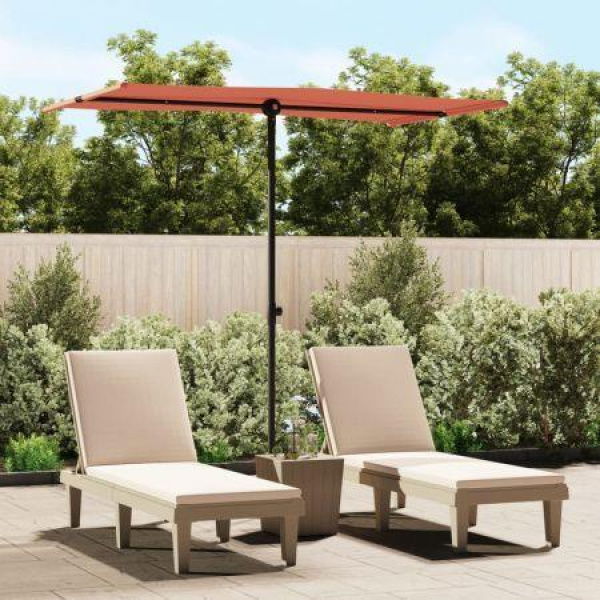 Outdoor Parasol With Aluminium Pole 180x110 Cm Terracotta