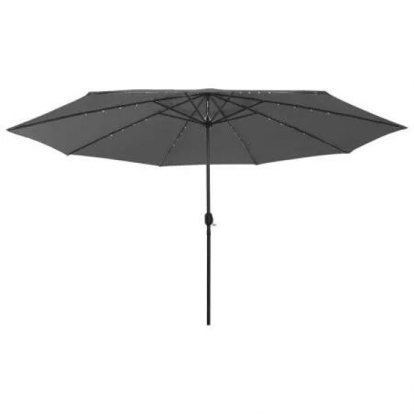 Outdoor Parasol with LED Lights and Metal Pole 400 cm Anthracite