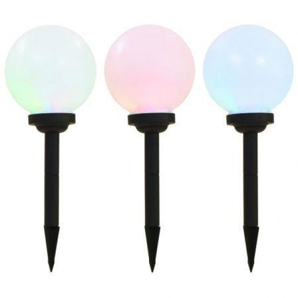 Outdoor Solar Lamps 3 Pcs LED Spherical 20 Cm RGB