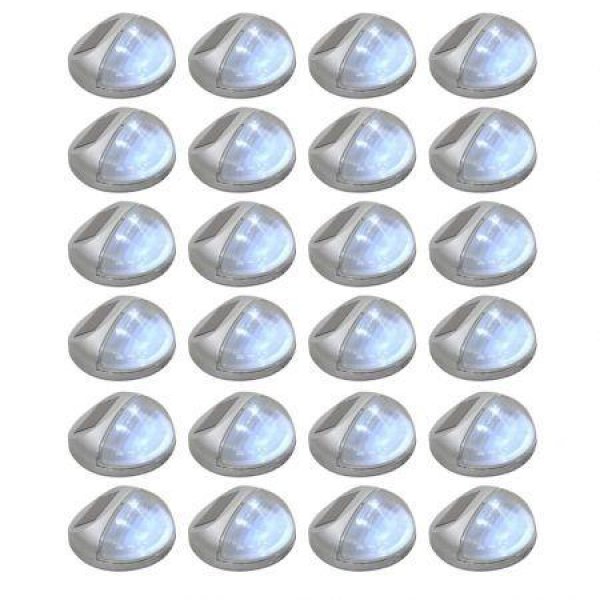 Outdoor Solar Wall Lamps LED 24 Pcs Round Silver
