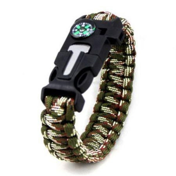 Outdoor Survival Hand Rope Clasp Bracelet With Compass