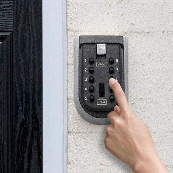 Outdoor Wall Mounted Key Storage Lock Box 10 Digits Combination Button Password Security Box