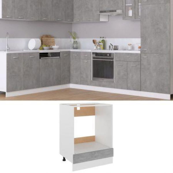 Oven Cabinet Concrete Grey 60x46x81.5 Cm Engineered Wood