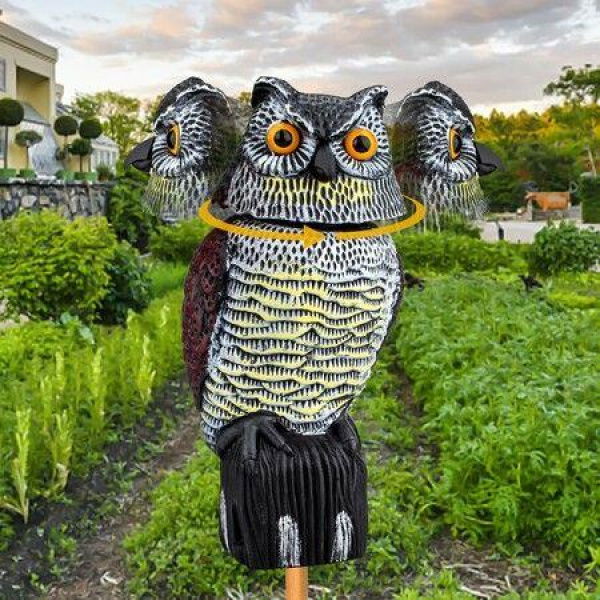 Owl Decoy to Scare Birds Squirrels,Upgraded Plastic Owl Decoy to Scare Birds Away,Motion Activated Owl Decoy with 360 Rotating Head,Garden Owls to Frighten Birds for Outdoor Garden Yard