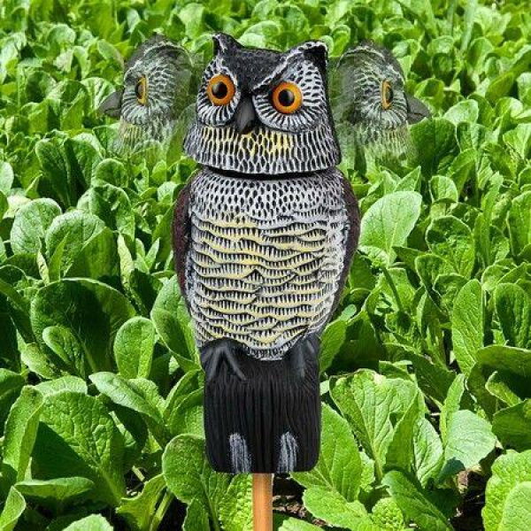 Owl Decoys to Scare Birds Squirrels Away, Owls to Frighten Birds 360 Degree Rotating Head for Indoor Outdoor Garden,Yard