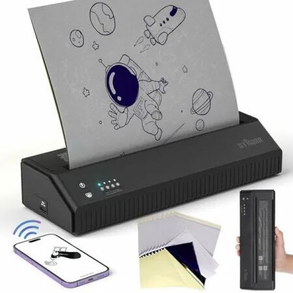 P8008 Bluetooth Tattoo Stencil Printer, Wireless Thermal Tattoo Copier Machine Mini Tattoo Printer 1500mAh for Tattooing Compatible with iOS, Android and PC MHT-P8008-US