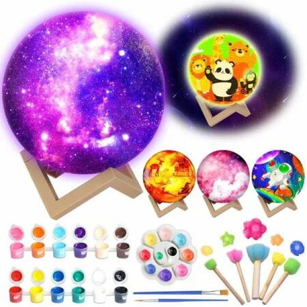 Paint Your Own Moon Lamp Kit,DIY Christmas Crafts Night Light,Arts Crafts for Kids,Painting Kit for Girls Boys Art Supplies Creative Gift for Birthday,Party