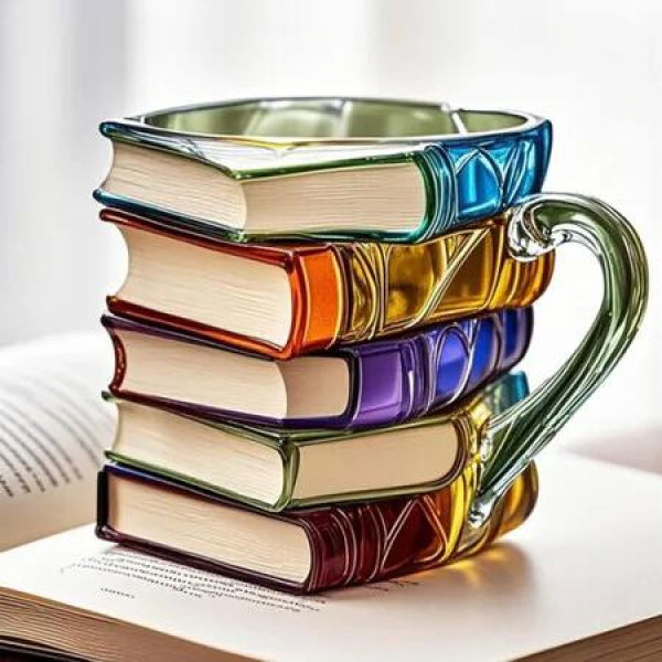 Painted Book Mug, Novelty 3d Painted Books Coffee Mug, Unique Colorful Resin Books Stack Coffee Cup, Collection Gifts for Readers Lovers
