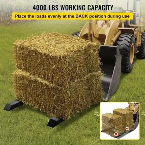 Pallet Forks 1814 kg Capacity Tractor Forks with Adjustable Stabilizer Bar