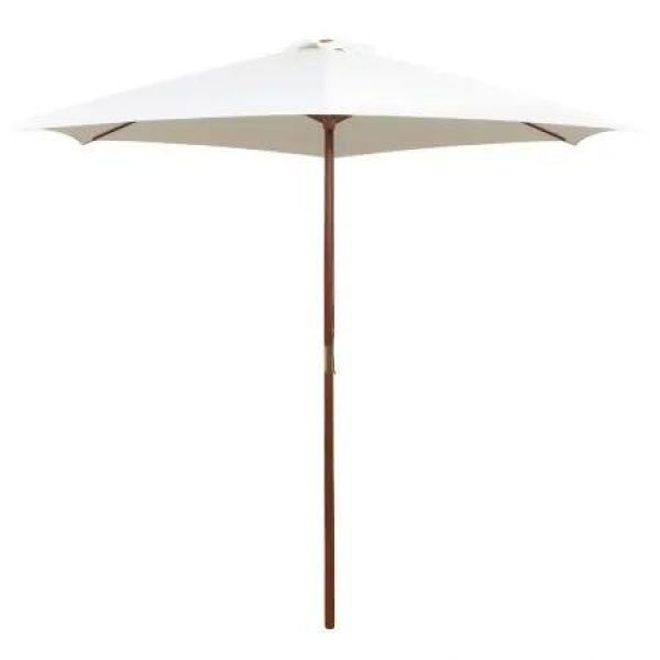 Parasol 270x270 cm Wooden Pole Cream White