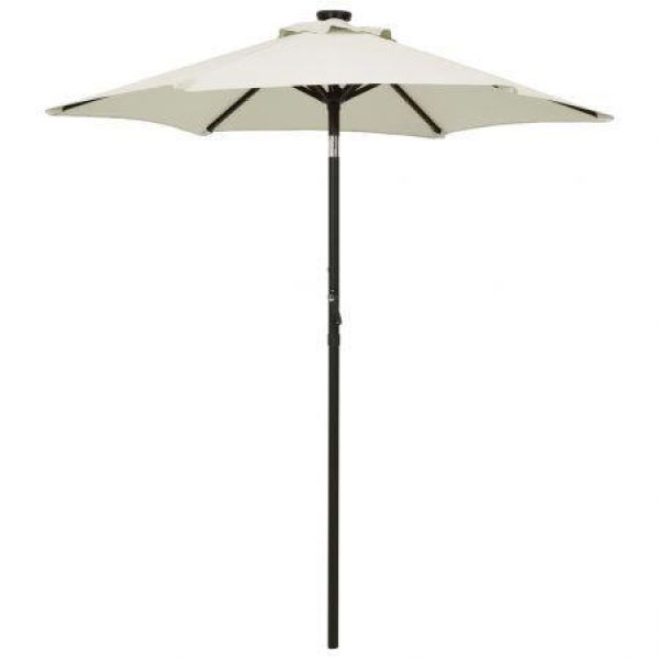 Parasol With LED Lights Sand 200x211 Cm Aluminium