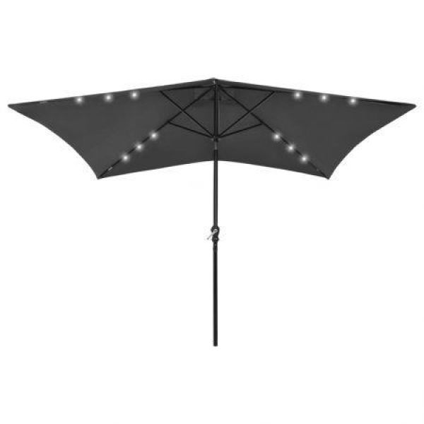 Parasol with LEDs and Steel Pole Anthracite 2x3 m