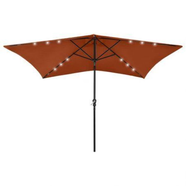 Parasol With LEDs And Steel Pole Terracotta 2x3 M