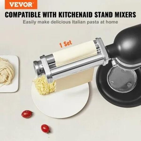 Pasta Attachment for KitchenAid Stand Mixer Stainless Steel Pasta Sheet Roller Attachment Pasta Maker Machine Accessory with 8 Adjustable Thickness Knob