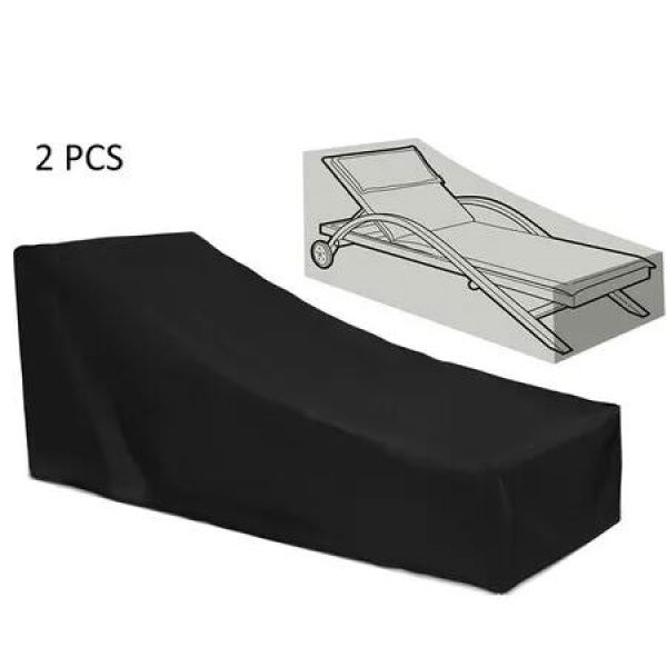Patio Chaise Lounge Cover Waterproof Heavy Duty Outdoor Furniture Black Durable 210x75x80cm Garden Protection