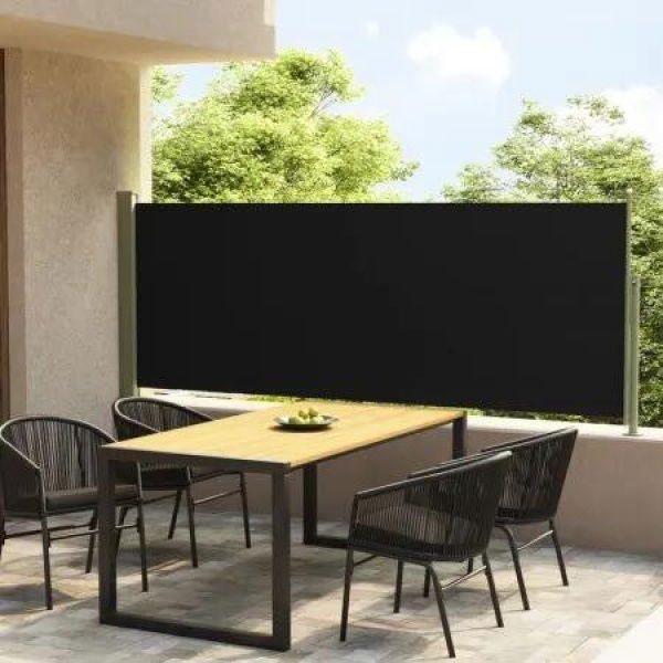 Patio Retractable Side Awning 117x300 cm Black