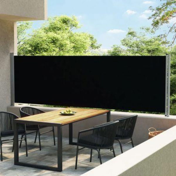 Patio Retractable Side Awning 140x600 Cm Black