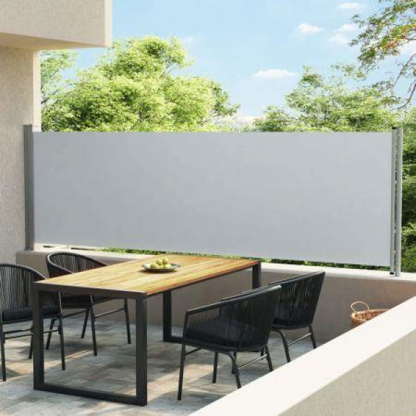 Patio Retractable Side Awning 140x600 Cm Grey