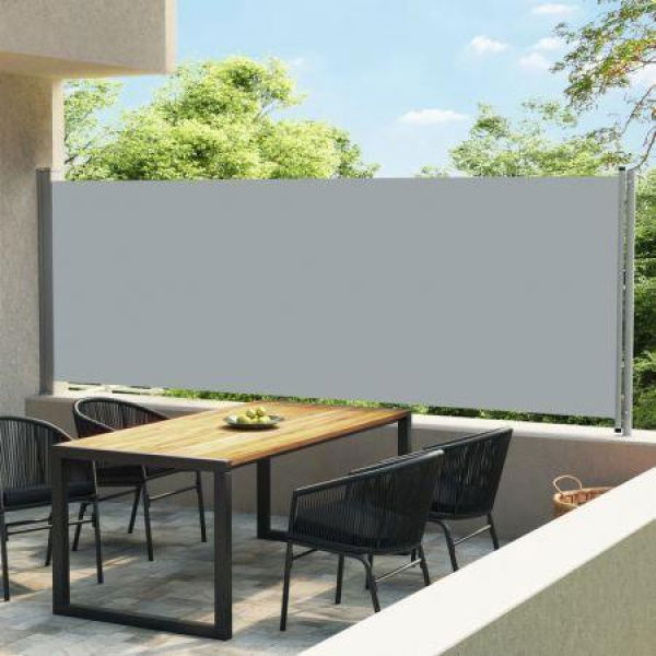 Patio Retractable Side Awning 600x160 Cm Grey