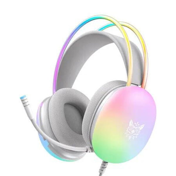 PC Gaming Headset with Microphone, Wired RGB Rainbow Gaming Headphones for PS4/PS5/MAC/Laptop, 3.5mm Audio Over Ear Headphone with Lightweight, Stereo Surround, Auto-Adjust Headband, 50mm Drivers