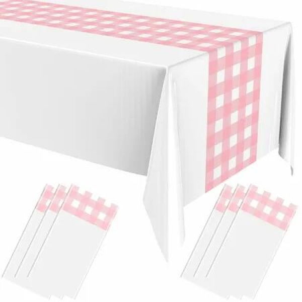 PE Tablecloth 10 Pack 137x274cm Disposable Leakproof Sturdy Rectangle 2025 Graduation Decorations Christmas Birthday Wedding Supply Party COL White Gold