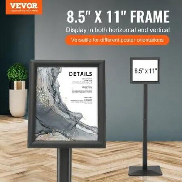 Pedestal Sign Holder 21.59x 27.94 cm Vertical and Horizontal Adjustable Poster Stand Heavy-Duty Floor Standing Sign Holder with Metal Base