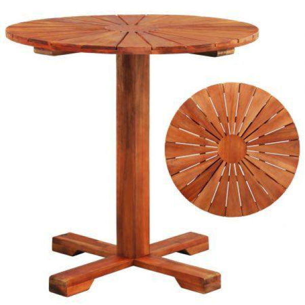 Pedestal Table Solid Acacia Wood 70x70 Cm Round