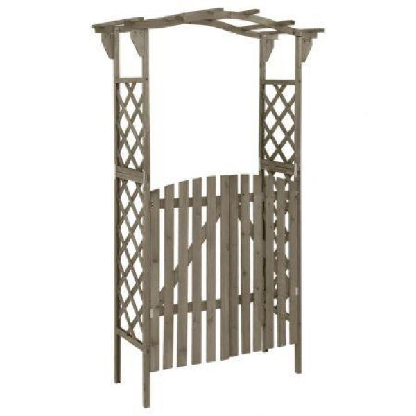 Pergola With Gate 116x40x204 Cm Grey Solid Firwood