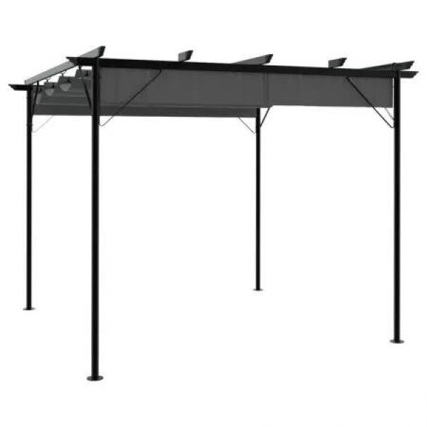 Pergola with Retractable Roof Anthracite 3x3 m Steel 180 g/mÂ²