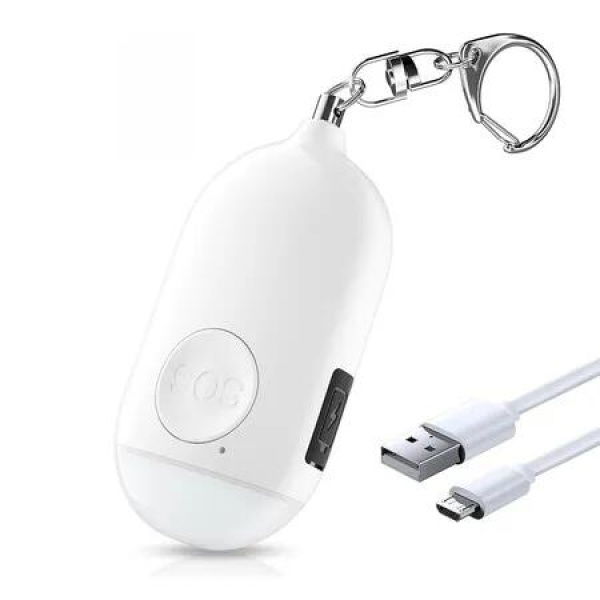 Personal Alarm Siren Song, 130dB Self Defense Alarm Keychain with Emergency LED Flashlight, Safety Personal Protection Devices for Women, Girls, Kids and Elders (White)