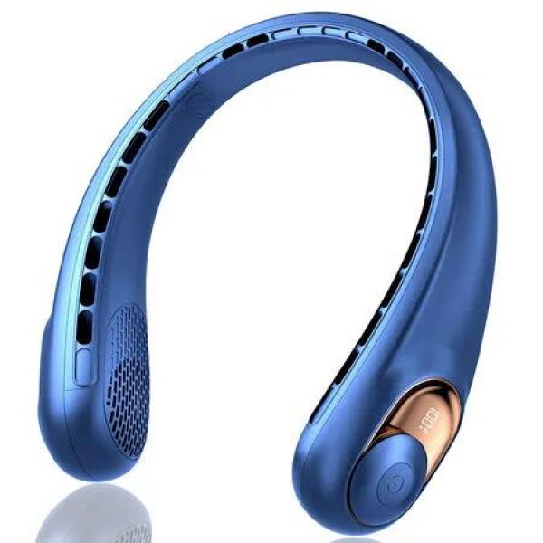 Personal Fan with LED Display, USB Rechargeable, 3-Speed Adjustment & Whisper-Quiet Operation, Perfect for Home, Travel (Blue)