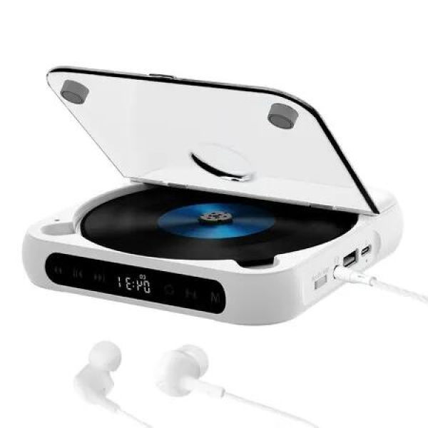 Personal Portable CD Player with Bluetooth for Car and Travel, Headphones, LCD Touch Screen, Anti-Skip/Shockproof Protection, Rechargeable