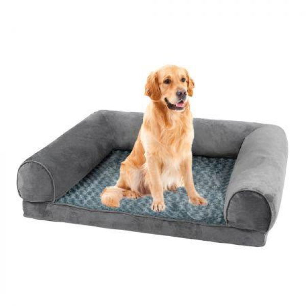 Pet Bed Sofa Dog Bedding Soft Warm L Grey Large