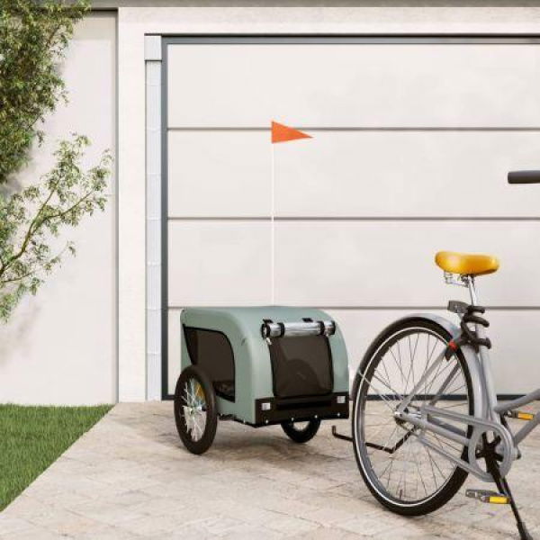 Pet Bike Trailer Grey and Black Oxford Fabric and Iron