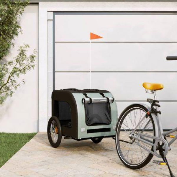 Pet Bike Trailer Grey and Black Oxford Fabric&Iron