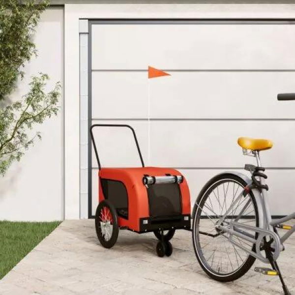 Pet Bike Trailer Orange and Black Oxford Fabric and Iron