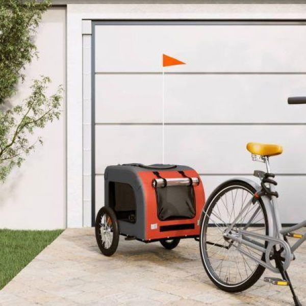 Pet Bike Trailer Orange and Grey Oxford Fabric and Iron