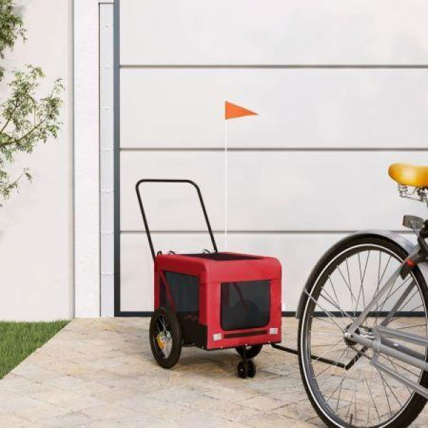 Pet Bike Trailer Red and Black Oxford Fabric and Iron