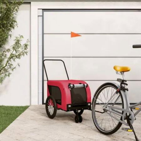 Pet Bike Trailer Red and Black Oxford Fabric and Iron