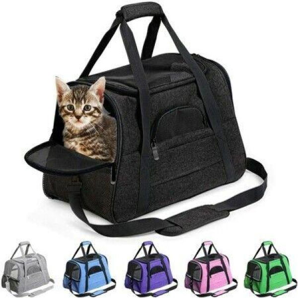 Pet Carrier Airline Approved For Small Dogs Medium/small Cats. Cat Travel Carrier (black).