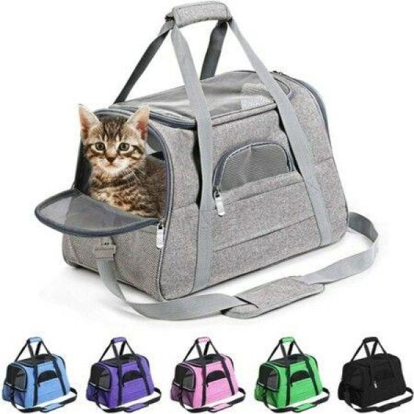 Pet Carrier Airline Approved For Small Dogs Medium/small Cats. Cat Travel Carrier (grey).