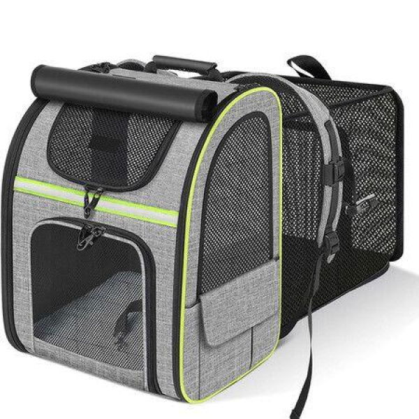 Pet Carrier Backpack with Shade Cover,Large Cat Carrier Backpack Expandable Backpack with Breathable Mesh for Medium Large Cats,Small Dogs
