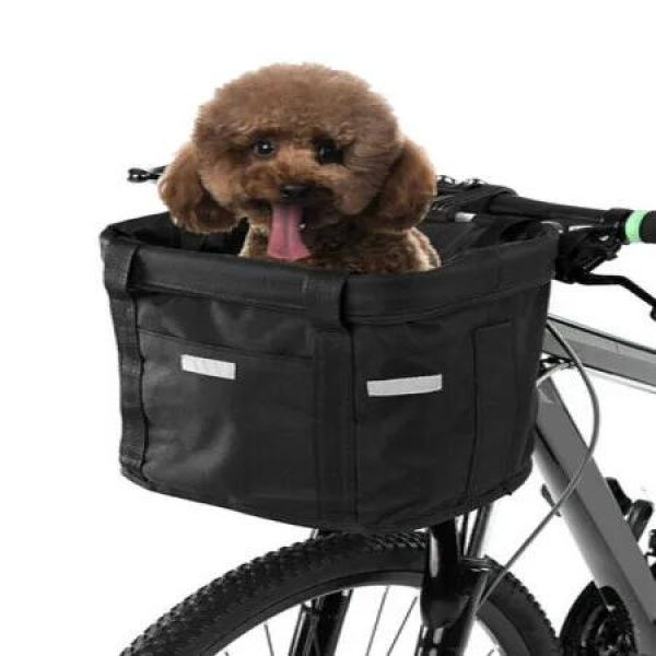 Pet Carrier Bicycle Basket Removable Waterproof Handlebar Canvas Frame Bag Cycling Dog Cat Transport