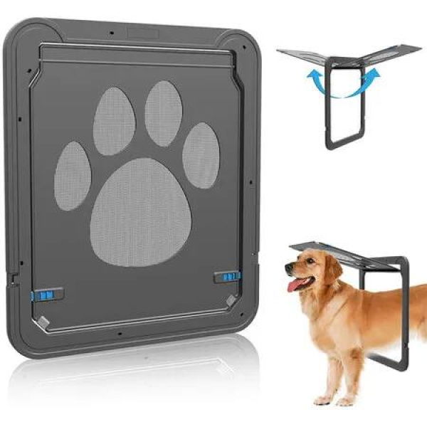 Pet Cat Dog Screen Door Sliding Magnetic Flap Opening Easy Install Self Closing Patio Access Lockable Security